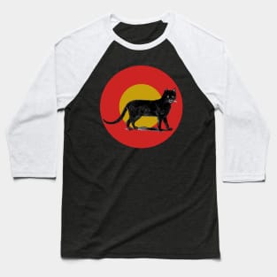 Halloween Black Cat, Signs and Symbols - Red, Ochre and Black Baseball T-Shirt